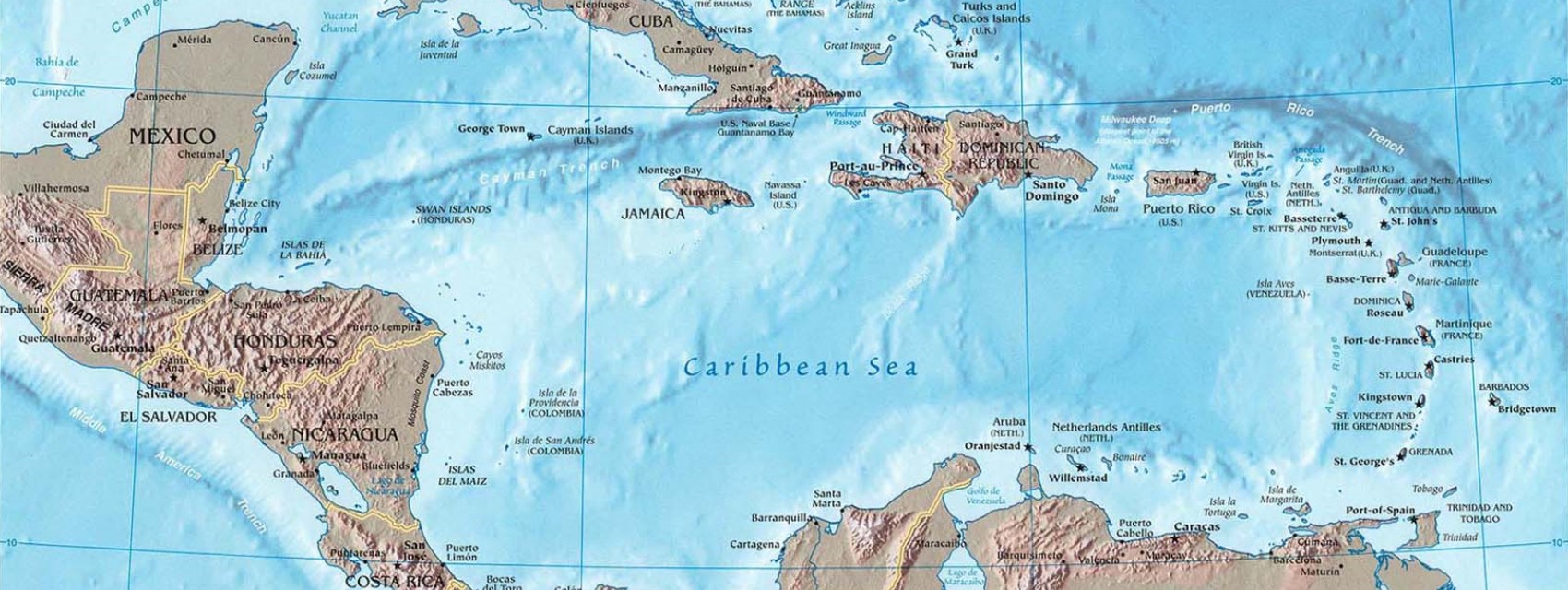 где находится карибское море на карте мира